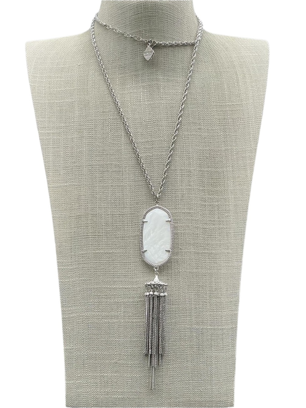 Kendra Scott Rayne Silver Pearl Tassel Necklace